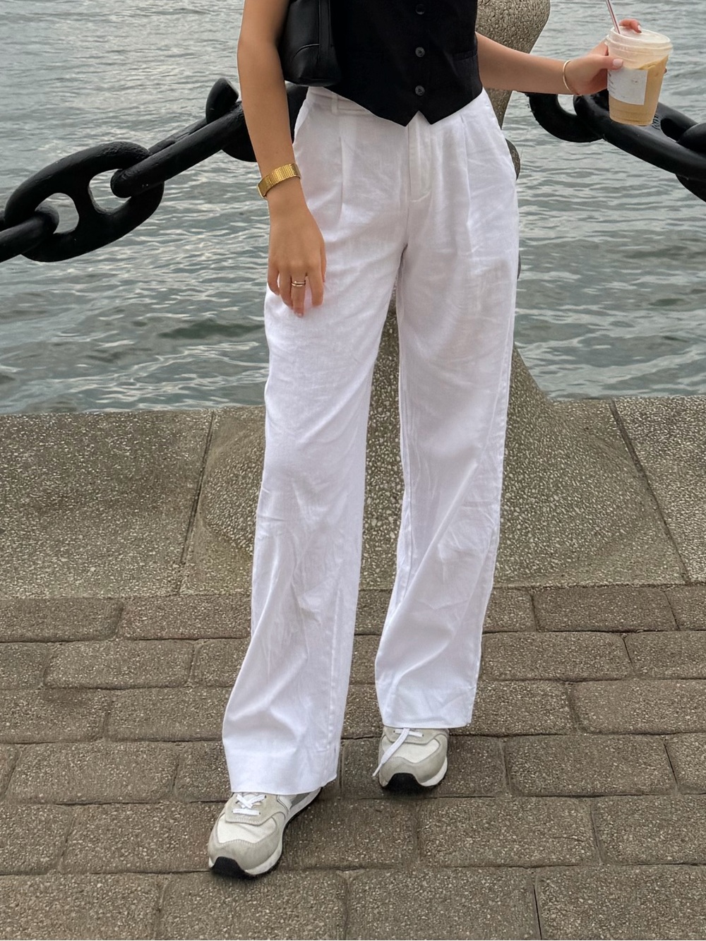 Banana Republic White High-Rise Wide-Leg linen Pants